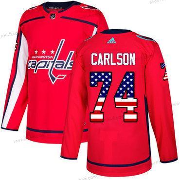 Adidas Washington Capitals #74 John Carlson Punainen Kotiottelu Aito USA Flag Ommeltu NHL Paita – Miesten