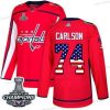 Adidas Washington Capitals #74 John Carlson Punainen Kotiottelu Aito USA Flag Stanley Cup Final Champions Ommeltu NHL Paita – Miesten