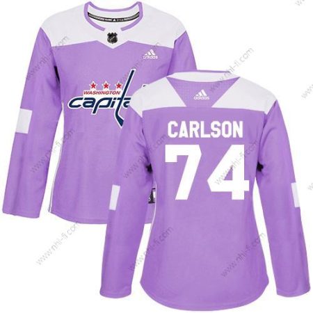 Adidas Washington Capitals #74 John Carlson Violetti Aito Taistelee syöpää vastaan Ommeltu NHL Paita – Naisten