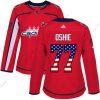 Adidas Washington Capitals #77 T. J. Oshie Punainen Kotiottelu Aito USA Flag Ommeltu NHL Paita – Naisten