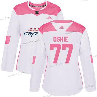 Adidas Washington Capitals #77 T. J. Oshie Valkoinen Pinkki Aito Ommeltu NHL Paita – Naisten