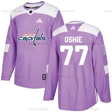 Adidas Washington Capitals #77 T. J. Oshie Violetti Aito Taistelee syöpää vastaan Ommeltu NHL Paita – Miesten