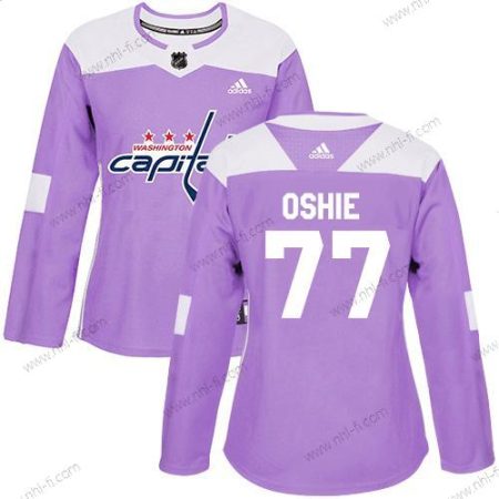 Adidas Washington Capitals #77 T. J. Oshie Violetti Aito Taistelee syöpää vastaan Ommeltu NHL Paita – Naisten