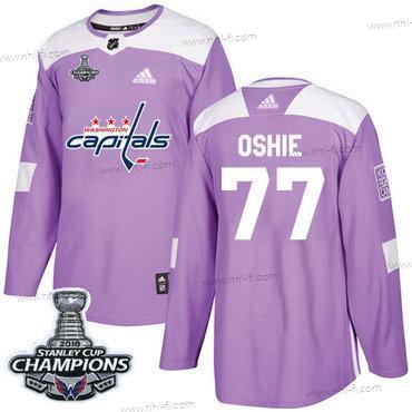 Adidas Washington Capitals #77 T. J. Oshie Violetti Aito Taistelee syöpää vastaan Stanley Cup Final Champions Ommeltu NHL Paita – Miesten