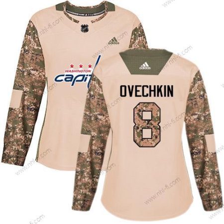 Adidas Washington Capitals #8 Alex Ovechkin Maastokuvio Aito 2017 Veterans Day Ommeltu NHL Paita – Naisten