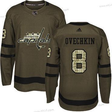 Adidas Washington Capitals #8 Alex Ovechkin Vihreä Salute to Service Ommeltu NHL Paita – Miesten