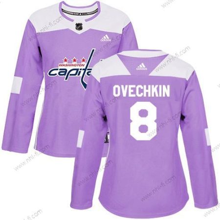 Adidas Washington Capitals #8 Alex Ovechkin Violetti Aito Taistelee syöpää vastaan Ommeltu NHL Paita – Naisten