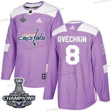 Adidas Washington Capitals #8 Alex Ovechkin Violetti Aito Taistelee syöpää vastaan Stanley Cup Final Champions Ommeltu NHL Paita – Miesten