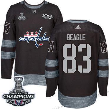 Adidas Washington Capitals #83 Jay Beagle Musta 1917-2017 100th Vuosipäivä Stanley Cup Final Champions Ommeltu NHL Paita – Miesten