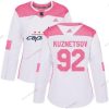 Adidas Washington Capitals #92 Evgeny Kuznetsov Valkoinen Pinkki Aito Ommeltu NHL Paita – Naisten