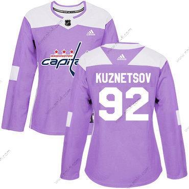 Adidas Washington Capitals #92 Evgeny Kuznetsov Violetti Aito Taistelee syöpää vastaan Ommeltu NHL Paita – Naisten