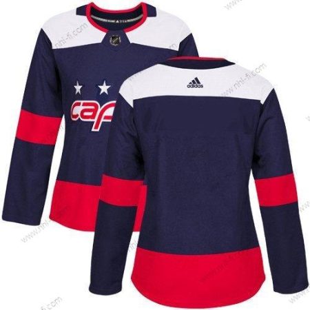 Adidas Washington Capitals Räätälöidyt Tyhjä Laivastonsininen Aito 2018 Stadium Series Ommeltu NHL Paita – Naisten