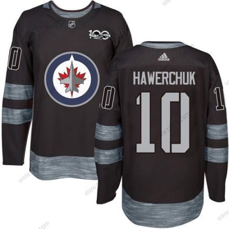 Adidas Winnipeg Jets #10 Dale Hawerchuk Musta 100th Vuosipäivä Ommeltu NHL 2017 Jääkiekko Paita – Miesten