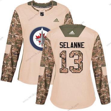 Adidas Winnipeg Jets #13 Teemu Selanne Maastokuvio Aito 2017 Veterans Day Ommeltu NHL Paita – Naisten