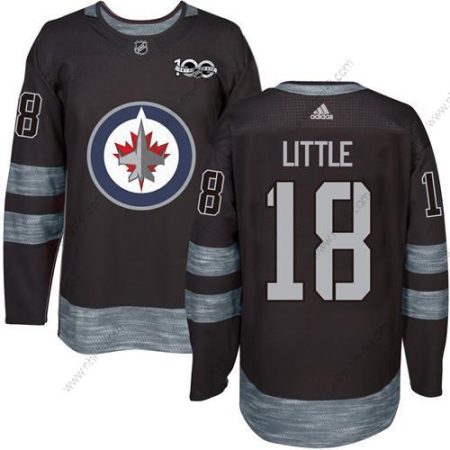 Adidas Winnipeg Jets #18 Bryan Little Musta 100th Vuosipäivä Ommeltu NHL 2017 Jääkiekko Paita – Miesten