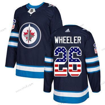 Adidas Winnipeg Jets #26 Blake Wheeler Laivastonsininen Sininen Kotiottelu Aito USA Flag Ommeltu NHL Paita – Miesten