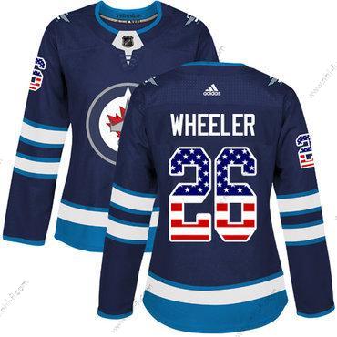 Adidas Winnipeg Jets #26 Blake Wheeler Laivastonsininen Sininen Kotiottelu Aito USA Flag Ommeltu NHL Paita – Naisten