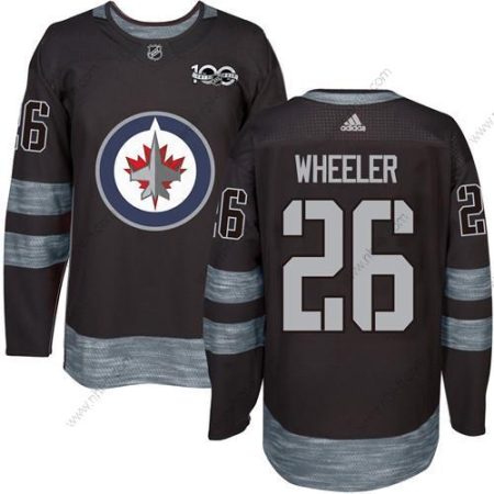 Adidas Winnipeg Jets #26 Blake Wheeler Musta 100th Vuosipäivä Ommeltu NHL 2017 Jääkiekko Paita – Miesten