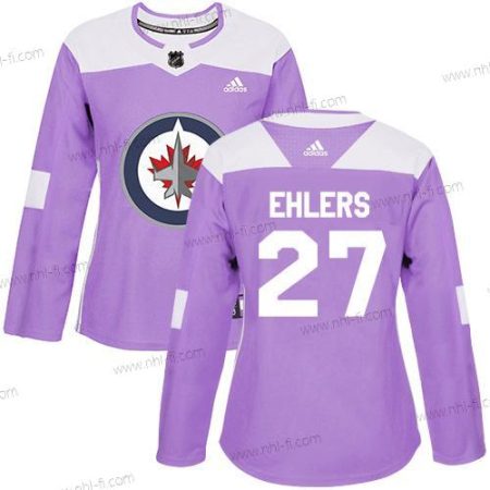 Adidas Winnipeg Jets #27 Nikolaj Ehlers Violetti Aito Taistelee syöpää vastaan Ommeltu NHL Paita – Naisten