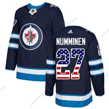 Adidas Winnipeg Jets #27 Teppo Numminen Laivastonsininen Sininen Kotiottelu Aito USA Flag Ommeltu NHL Paita – Miesten