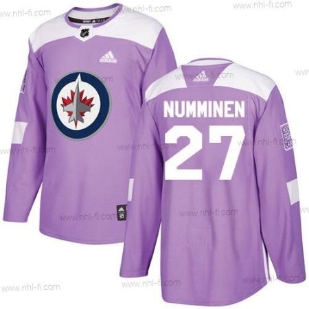 Adidas Winnipeg Jets #27 Teppo Numminen Violetti Aito Taistelee syöpää vastaan Ommeltu NHL Paita – Miesten