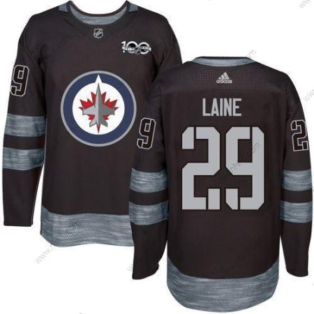 Adidas Winnipeg Jets #29 Patrik Laine Musta 100th Vuosipäivä Ommeltu NHL 2017 Jääkiekko Paita – Miesten