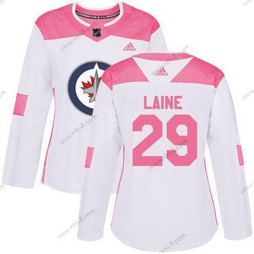 Adidas Winnipeg Jets #29 Patrik Laine Valkoinen Pinkki Aito Ommeltu NHL Paita – Naisten