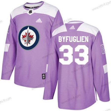 Adidas Winnipeg Jets #33 Dustin Byfuglien Violetti Aito Taistelee syöpää vastaan Ommeltu NHL Paita – Miesten