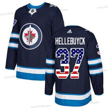 Adidas Winnipeg Jets #37 Connor Hellebuyck Laivastonsininen Sininen Kotiottelu Aito USA Flag Ommeltu NHL Paita – Miesten