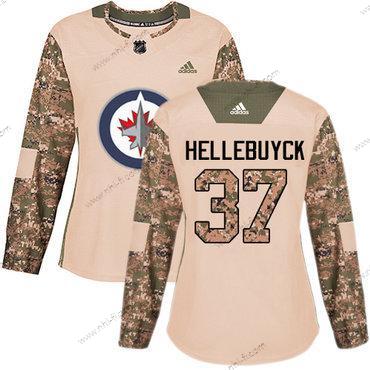 Adidas Winnipeg Jets #37 Connor Hellebuyck Maastokuvio Aito 2017 Veterans Day Ommeltu NHL Paita – Naisten