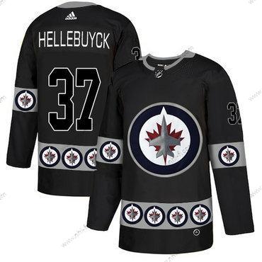 Adidas Winnipeg Jets #37 Connor Hellebuyck Musta Maajoukkue Logos Paita – Miesten