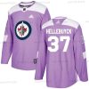 Adidas Winnipeg Jets #37 Connor Hellebuyck Violetti Aito Taistelee syöpää vastaan Ommeltu NHL Paita – Miesten