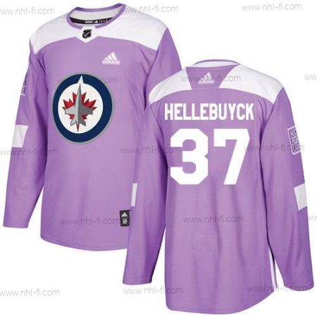 Adidas Winnipeg Jets #37 Connor Hellebuyck Violetti Aito Taistelee syöpää vastaan Ommeltu NHL Paita – Miesten