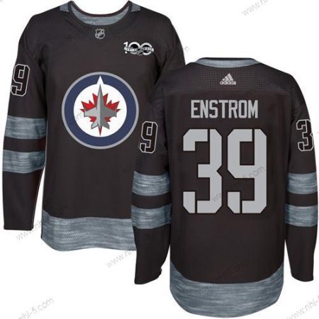 Adidas Winnipeg Jets #39 Tobias Enstrom Musta 100th Vuosipäivä Ommeltu NHL 2017 Jääkiekko Paita – Miesten