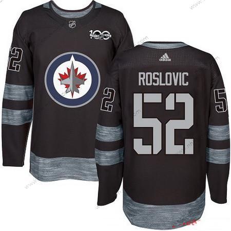 Adidas Winnipeg Jets #52 Jack Roslovic Musta 100th Vuosipäivä Ommeltu NHL 2017 Jääkiekko Paita – Miesten