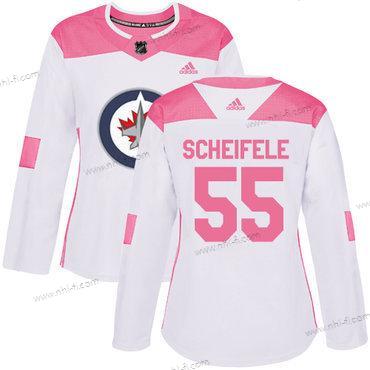 Adidas Winnipeg Jets #55 Mark Scheifele Valkoinen Pinkki Aito Ommeltu NHL Paita – Naisten