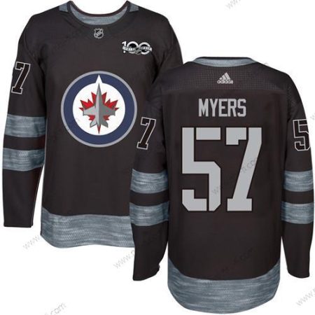 Adidas Winnipeg Jets #57 Tyler Myers Musta 100th Vuosipäivä Ommeltu NHL 2017 Jääkiekko Paita – Miesten