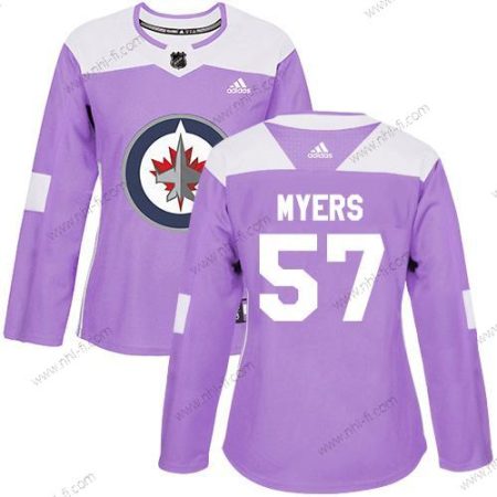 Adidas Winnipeg Jets #57 Tyler Myers Violetti Aito Taistelee syöpää vastaan Ommeltu NHL Paita – Naisten