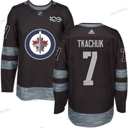 Adidas Winnipeg Jets #7 Keith Tkachuk Musta 100th Vuosipäivä Ommeltu NHL 2017 Jääkiekko Paita – Miesten