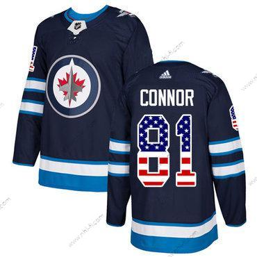 Adidas Winnipeg Jets #81 Kyle Connor Laivastonsininen Sininen Kotiottelu Aito USA Flag Ommeltu NHL Paita – Miesten