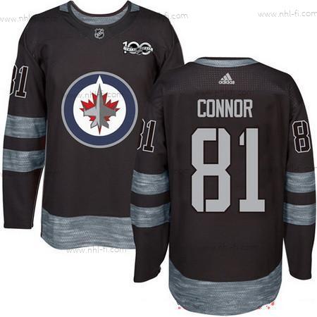 Adidas Winnipeg Jets #81 Kyle Connor Musta 100th Vuosipäivä Ommeltu NHL 2017 Jääkiekko Paita – Miesten