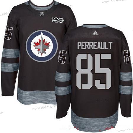 Adidas Winnipeg Jets #85 Mathieu Perreault Musta 100th Vuosipäivä Ommeltu NHL 2017 Jääkiekko Paita – Miesten