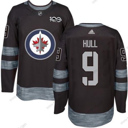 Adidas Winnipeg Jets #9 Bobby Hull Musta 100th Vuosipäivä Ommeltu NHL 2017 Jääkiekko Paita – Miesten