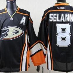 Anaheim Ducks #8 Teemu Selanne Musta Vieras Paita – Miesten