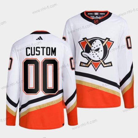 Anaheim Ducks Räätälöidyt Valkoinen 2022-23 Käänteinen Retro Ommeltu Paita – Miesten