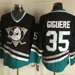 Anaheim Mighty Ducks #35 Jean-Sebastien Giguere 1995-96 Musta CCM Vintage Paita – Miesten