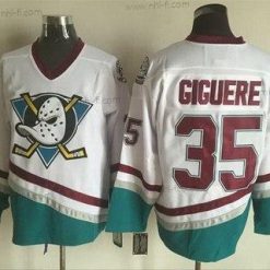 Anaheim Mighty Ducks #35 Jean-Sebastien Giguere 1995-96 Valkoinen CCM Vintage Paita – Miesten