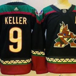 Arizona Coyotes #9 Clayton Keller Musta Vaihtopaita Aito Paita – Miesten