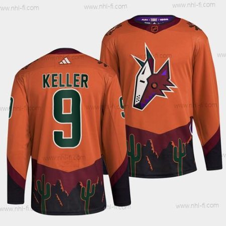 Arizona Coyotes #9 Clayton Keller Oranssi 2022-23 Käänteinen Retro Ommeltu Paita – Miesten