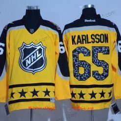 Atlantic Division Ottawa Senators #65 Erik Karlsson Reebok Keltainen 2017 NHL All-Star Ommeltu Jääkiekko Paita – Miesten